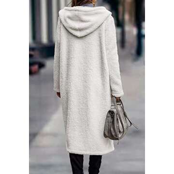 PRETTYGARDEN Women's Fashion Winter Coats Fuzzy Fleece Long Hooded Jackets Button Down Faux Fur Warm Outerwear (Beige White,X-Large)