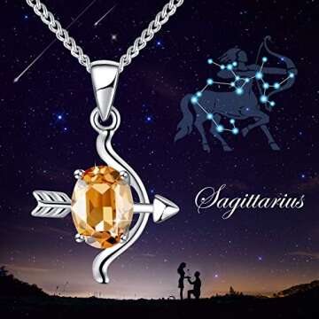 PLATO H Women Sagittarius Necklace Crystals Pendant 12 Zodiac Sign Charms Constellation Jewelry Birthstone Gifts