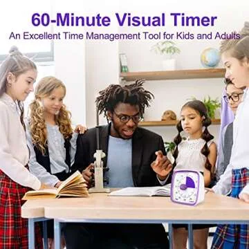 Yunbaoit Visual Timer with Night Light, 60-Minute Countdown Timer for Kids and Adults, Silent Classroom Timer, Time Management Tool for Home, School, or Work (Purple)