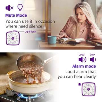 Yunbaoit Visual Timer with Night Light, 60-Minute Countdown Timer for Kids and Adults, Silent Classroom Timer, Time Management Tool for Home, School, or Work (Purple)