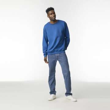 Gildan Adult Fleece Crewneck Sweatshirt, Style G18000, Multipack, Royal (1-Pack), Large