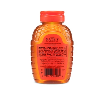 Nate's Raw Honey 4-Pack - Unfiltered & Pure Squeeze Bottles