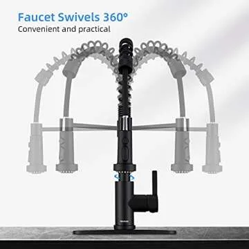 Black Kitchen Faucet with Pull Down Sprayer by GUUKAR
