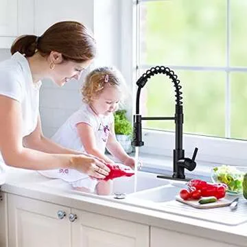 Black Kitchen Faucet with Pull Down Sprayer by GUUKAR