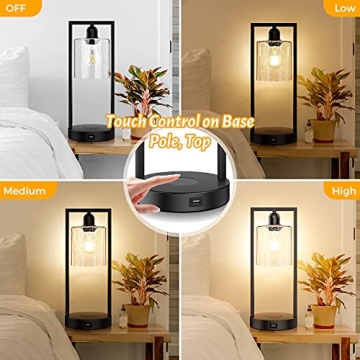 Dimmable Wireless Charging Touch Control Table Lamp Set of 2