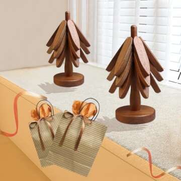 Mamakura Kitchen Wooden Trivets for Hot Dishes,Tree Shape trivets for hot pots and Pans 7.7inch(3 La...