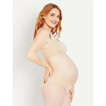 Motherhood Maternity Women's Maternity Seamless Clip Down Nursing Bra, Sandshell, Medium