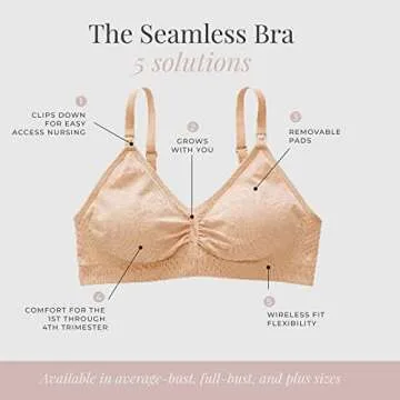 Motherhood Maternity Women's Maternity Seamless Clip Down Nursing Bra, Sandshell, Medium