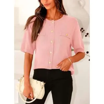 PRETTYGARDEN Women's Summer Button Down Blouse Top