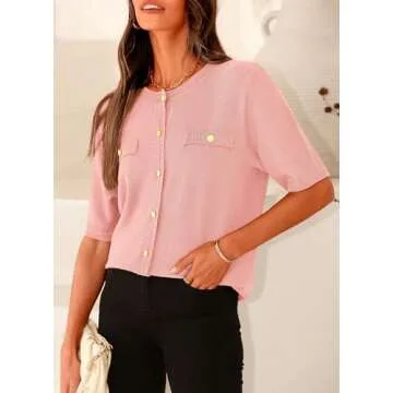 PRETTYGARDEN Women's Summer Button Down Blouse Top