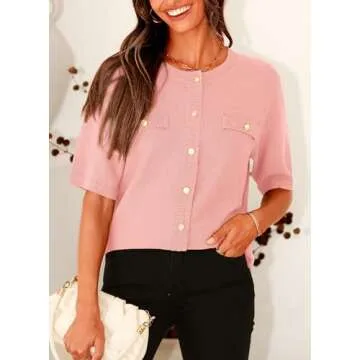 PRETTYGARDEN Women's Summer Button Down Blouse Top