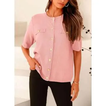 PRETTYGARDEN Women's Summer Button Down Blouse Top