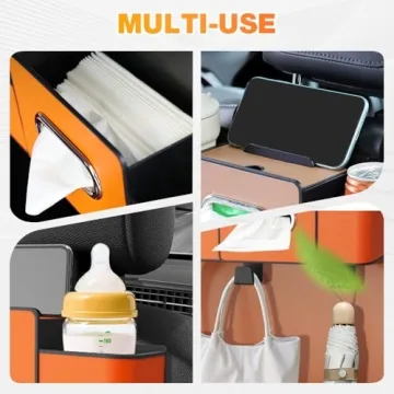 ANYSENT 3-in-1 Car Backseat Organizer with Hooks and Cup Holder