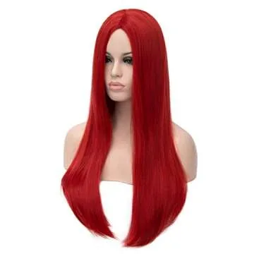 Mersi Red Sally Wigs for Women - 26 Inch Long Red Straight Wig for Cosplay and Everyday Style