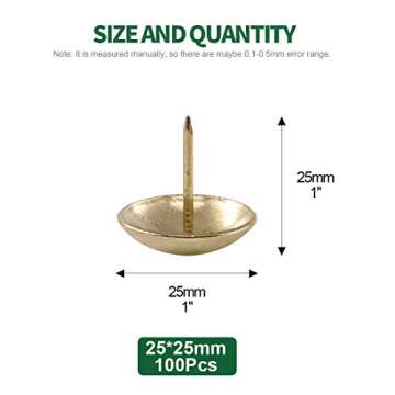 Keadic 100Pcs Antique Upholstery Tacks - Durable Furniture Nails for Stylish Decor