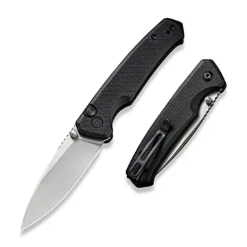 CIVIVI Altus Pocket Folding Knife - Button Lock, Thumb Stud Opener, 2.97" Nitro-V Silver Blade