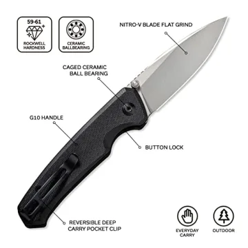 CIVIVI Altus Pocket Knife with Button Lock and Nitro-V Blade