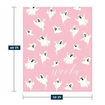 YeeJu Halloween Fleece Throw Blanket for Couch Sofa Lap Bed Living Room Pink Cute Ghost Throw Blanke...