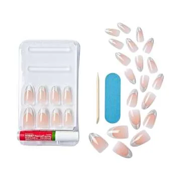 KISS Gel Fantasy Press-On Nails 'North Coast' in Light Silver