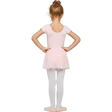 MdnMd Toddler Ballet Leotards for Girls Dance Leotards with Skirt Gymnastic Ballerina Outfit Dress Classic Short Sleeve