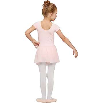 MdnMd Toddler Ballet Leotards for Girls Dance Leotards with Skirt Gymnastic Ballerina Outfit Dress Classic Short Sleeve