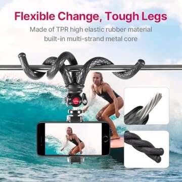 ULANZI FT-01 Phone Tripod with Holder, Mini Camera Flexible Tripod Stand with Cold Shoe Mount, 1/4''...