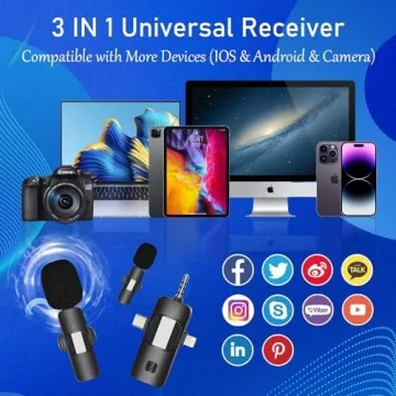 3-in-1 Lavalier Mic for iPhone, Camera, Android