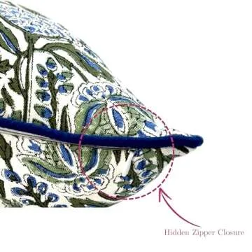 ATOSII Block Print Throw Pillow Covers, 20 X 20 - Set of 2, Decorative Couch Pillows for Living Room Bed Sofa, 100% Cotton Canvas Pillow Case for Home Decor & Outdoors, Preppy Throws - Clover Blue