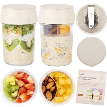 SOLIGT Overnight Oats Containers with Folding Spoons