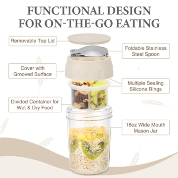 SOLIGT Overnight Oats Containers with Folding Spoons