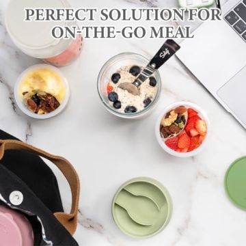 SOLIGT Overnight Oats Containers with Folding Spoons