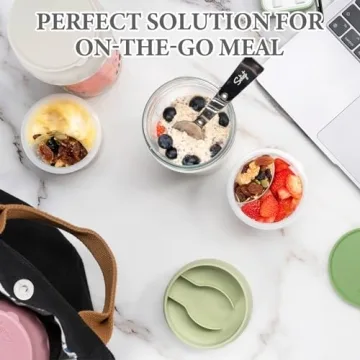 SOLIGT Overnight Oats Containers with Folding Spoons