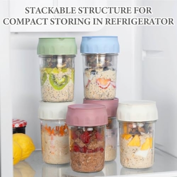 SOLIGT Overnight Oats Containers with Folding Spoons