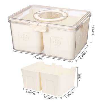 Airtight Food Storage Containers with Lids & Handle, Fridge Organizer Bins with 2 Removable Colander...