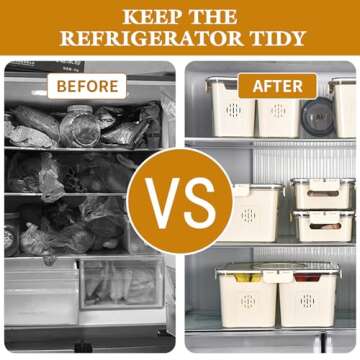 Airtight Food Storage Containers with Lids & Handle, Fridge Organizer Bins with 2 Removable Colanders, Kitchen Organizers and Storage, Apartment Essentials, Fruit Container for Fresh Berry, Veggie