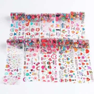 Valentine's Day Love Heart Nail Foil Transfer Stickers - 10 Pcs Flower Starry Sky Designs for Finger...