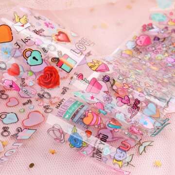 Valentine's Day Love Heart Nail Foil Stickers for Women