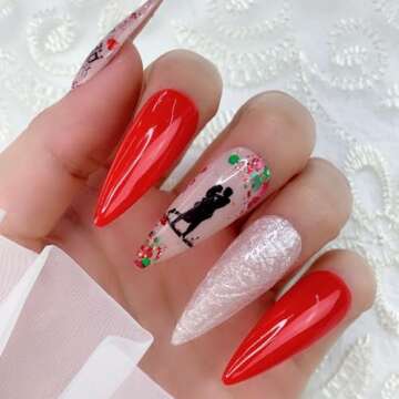 Valentine's Day Love Heart Nail Foil Stickers for Women