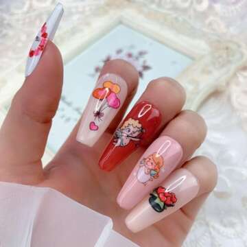 Valentine's Day Love Heart Nail Foil Stickers for Women