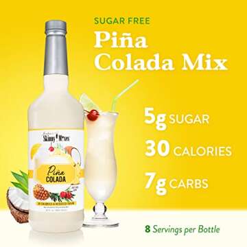 Jordan's Skinny Mixes Pina Colada Mix, Flavored Cocktail Mixer for Drinks, Tropical Drink Flavoring ...