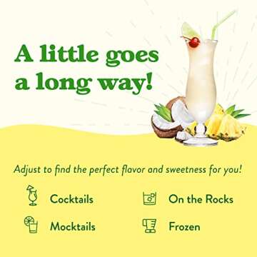 Jordan's Skinny Mixes Pina Colada Mix, Flavored Cocktail Mixer for Drinks, Tropical Drink Flavoring for Cocktails & Mocktails, Low Calorie, Gluten Free, Keto Friendly, 25.4 Fl Oz, 1 Pack