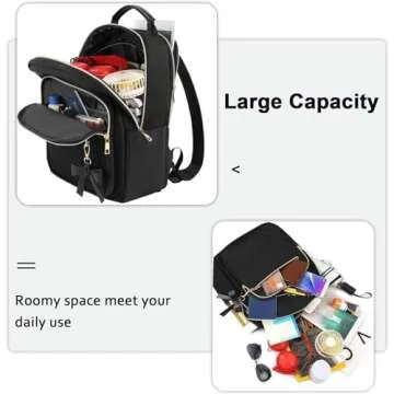 MATEIN Mini Backpack for Women, Waterproof Stylish Daypack Purse Shoulder Bag with USB Charging Port, Lightweight Small Casual Daily Travel Backpack, Lady Girls Gifts for Work School, 2pcs Sets, Black