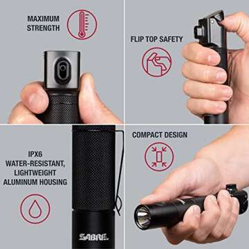 SABRE PepperLight 2-in-1 Flashlight Pepper Spray - Ultra-Bright 750 Lumens, IPX6 Water-Resistant, 25...