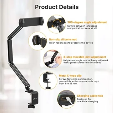 Versatile iPad Holder for Desks and Beds