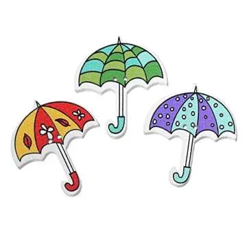 AKOAK 50 Pcs/lot Colorful Wooden Umbrella Buckle with 35mm*30 mm Umbrella Decorative Buttons for Chi...