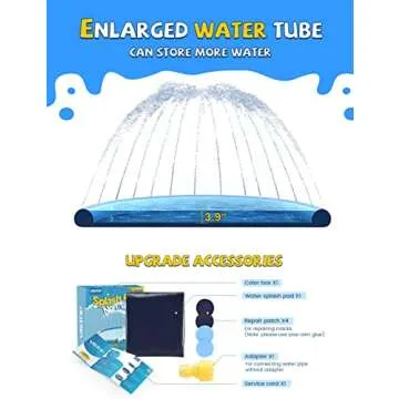 VISTOP Non-Slip Splash Pad for Kids and Dog, Thicken Sprinkler Pool Summer Outdoor Water Toys - Fun Backyard Fountain Play Mat for Baby Girls Boys Children or Pet Dog (97 inch, Blue&Blue)