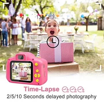 OZMI Kids Camera Toys for 3-9 Year Old Girls, Kids Selfie Camera Compact for Child Little Hands, Smooth Shape Toddler Camera, Best Christmas Birthday Gift for 4 5 6 7 8 9 Year Old Girls with 32GB Card