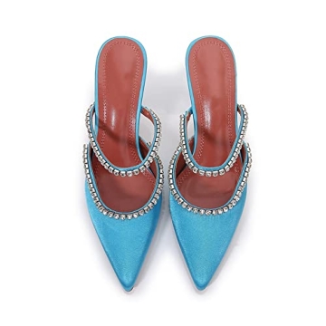 Elegant Arqa Heeled Mules with Rhinestone Details