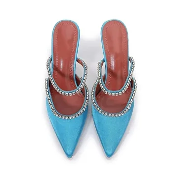 Elegant Arqa Heeled Mules with Rhinestone Details