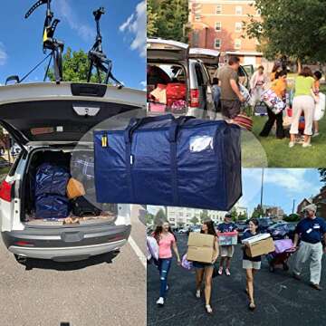 AlexHome Easy Moving Bags Heavy Duty,5 Pack, Extra Large Packing Bags for Moving,Stroage Bags for moving,Large Moving Bags for Clothes,Strong Durable Moving Bags with Handles,Moving Bags,Moving Supplies for Space Saving Moving Storage,(Blue,Set of 5)